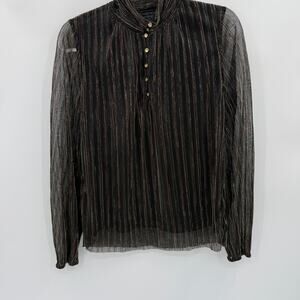 JOHNNY WAS Womens Sheer Metallic Blouse Size S Long Sleeve Chic Whimsygoth